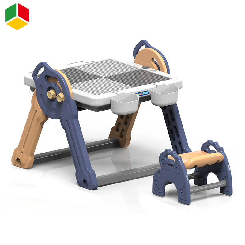 QS Children′ S Early Education Funny Block Table Chair Set Kids DIY Block Toys Multifunction Fold Painting Study Building Block Table Baby Learning Toys
