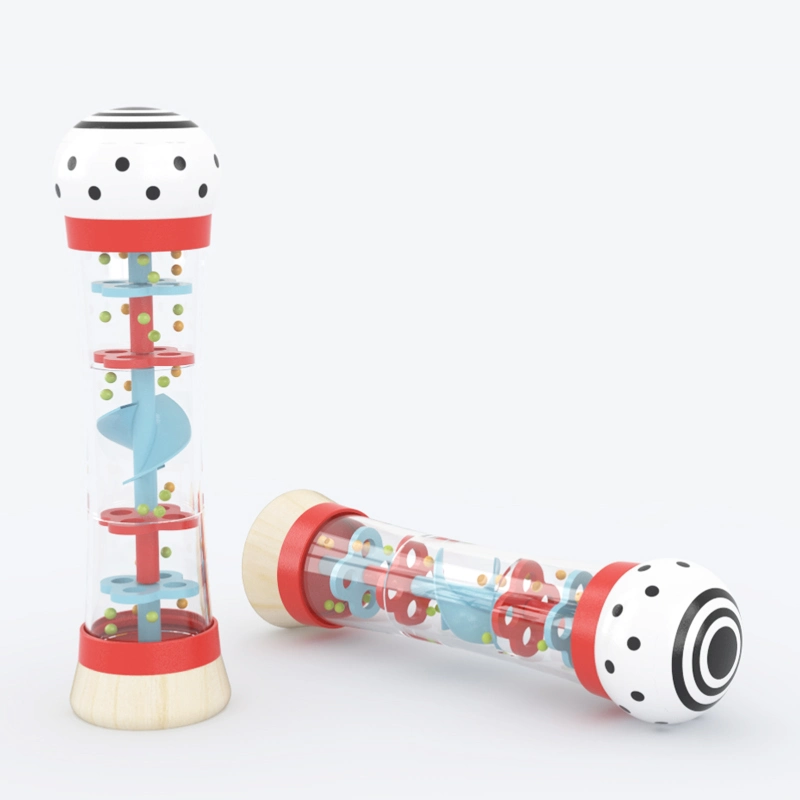 Wooden Educational Learning Toys Musical Instruments Rain Tube Montessori Beaded Raindrops