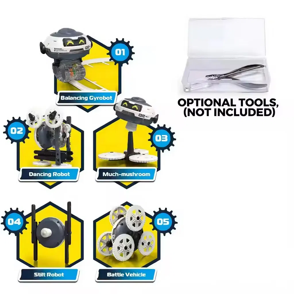 Xinbo DIY Stem Kit 136 PCS Building Block Set Electric Gyrobot - Self-Balancing Tumbler Robot Spinner Science Project &amp; Educational Learning Toy for Ages 8-12