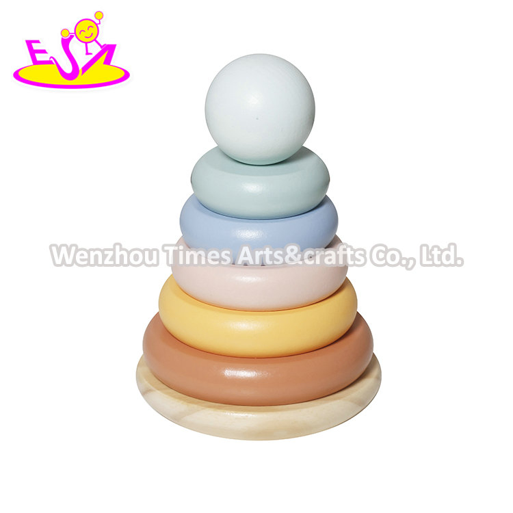 All-in-One Wooden Learning Toy Developmental Hammering Bench, Shape Sorter, and Colorful Stacking Rings W12D757