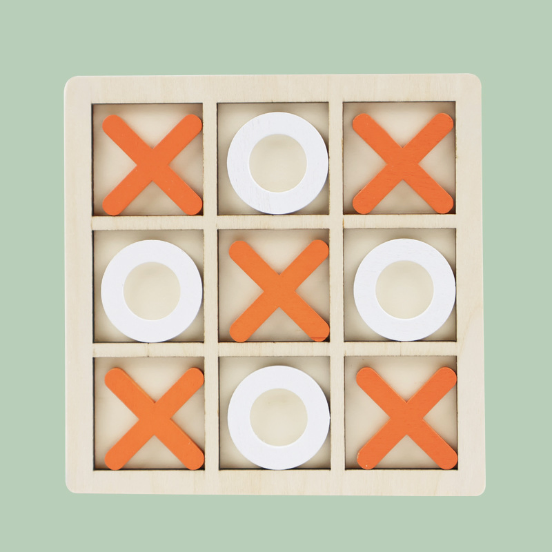 Wooden Xo Tic-Tac-Toe Board Children's Logical Thinking Training Jiugongge Board Game Educational Toy Parent-Child Interactive Game