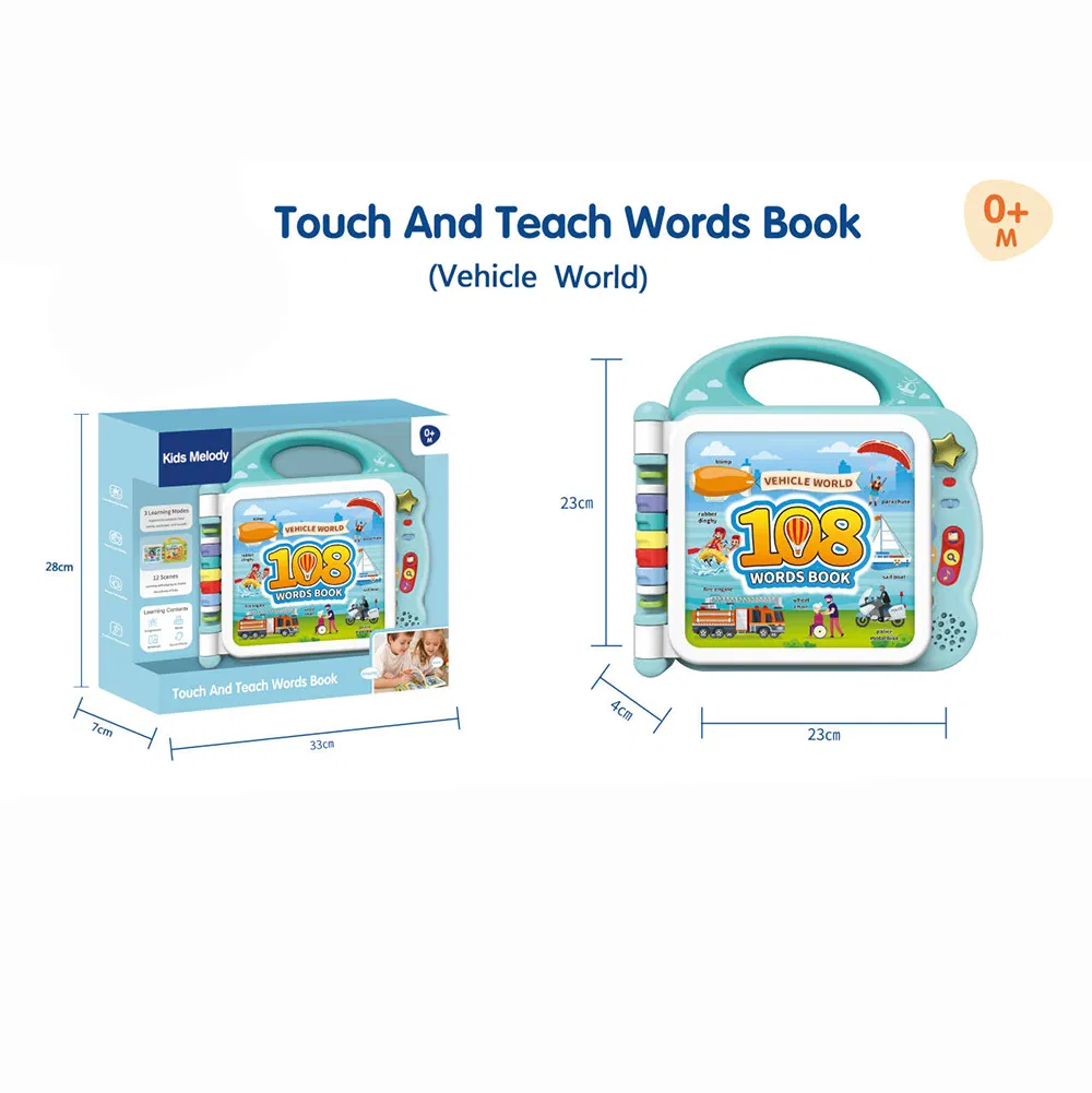 Baby Early Educational Intelligent Touch and Teach Words Book 108 Words and 3 Learning Modes Includes English-Learning Machine Toys for Kid
