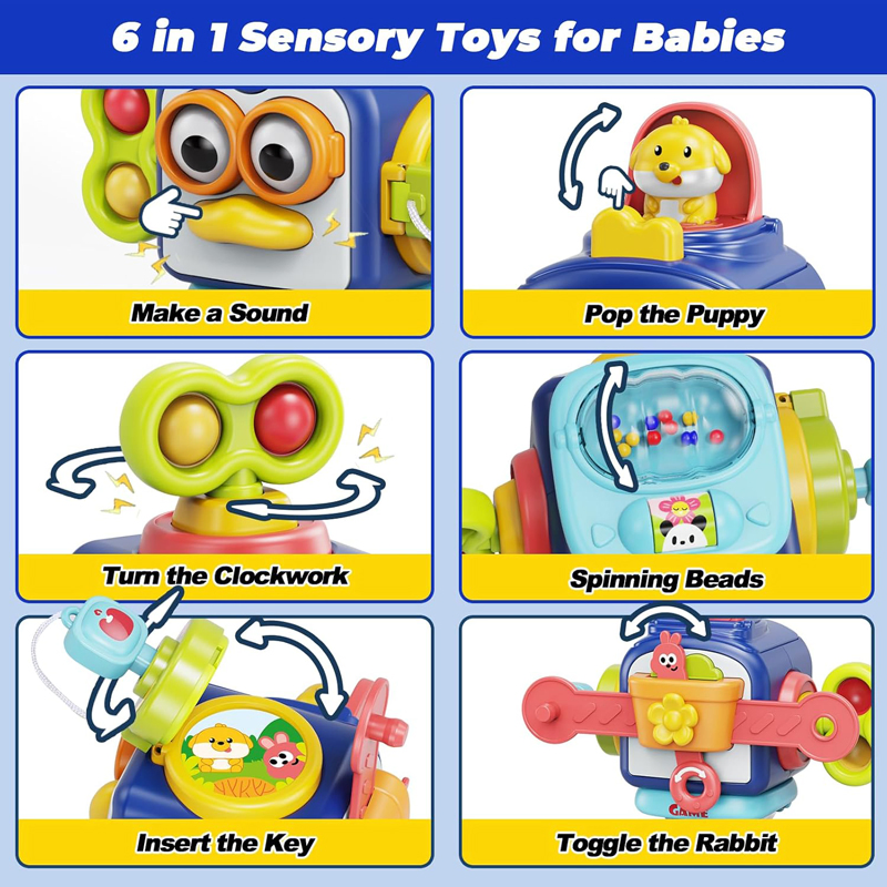 Early Educational Learning Sensory Activity Cube Puzzle Busy Box Toy