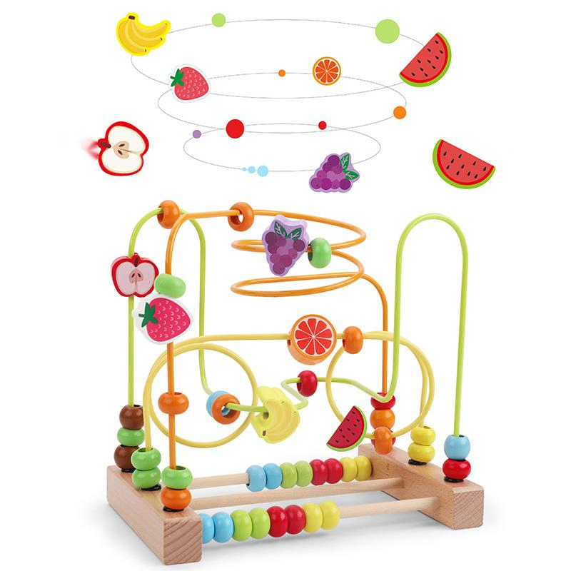 Wooden Children′ S String Around Beads Young Children Early Education Animals Fruit Benefit Intelligence Hand-Eye Coordination Practice Toys