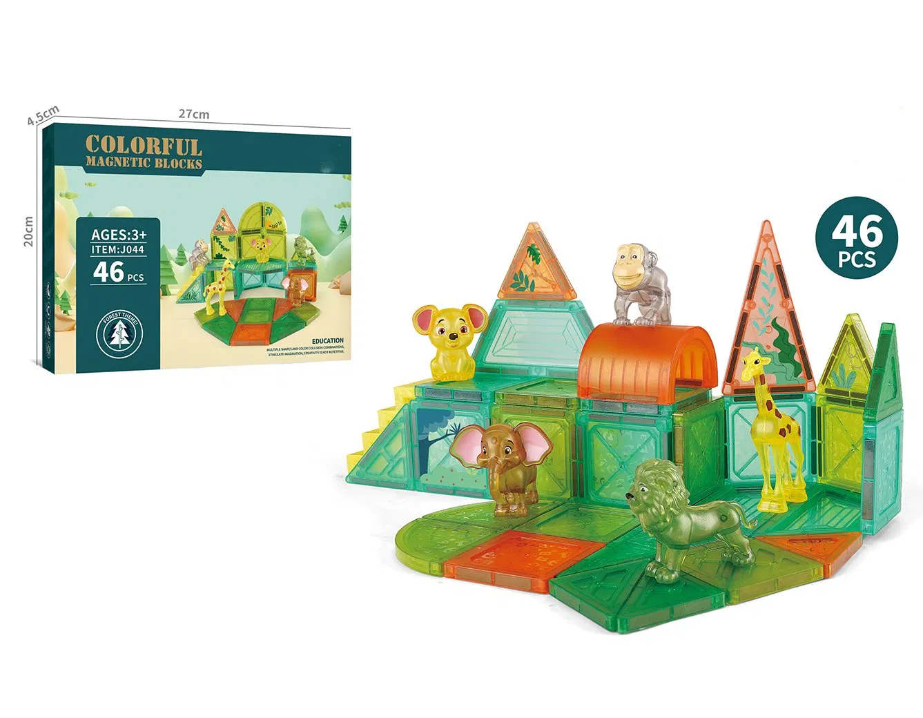 Picassotiles Magnetic Tiles 60PCS Kids Toys Classroom Sensory Toy for Toddlers Stem Learning Building Blocks