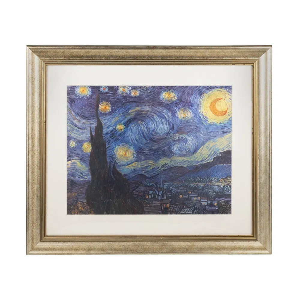 Starry Night Van Gogh Silver Wall Art Metal Intricate Decorative Art for Home &amp; Office