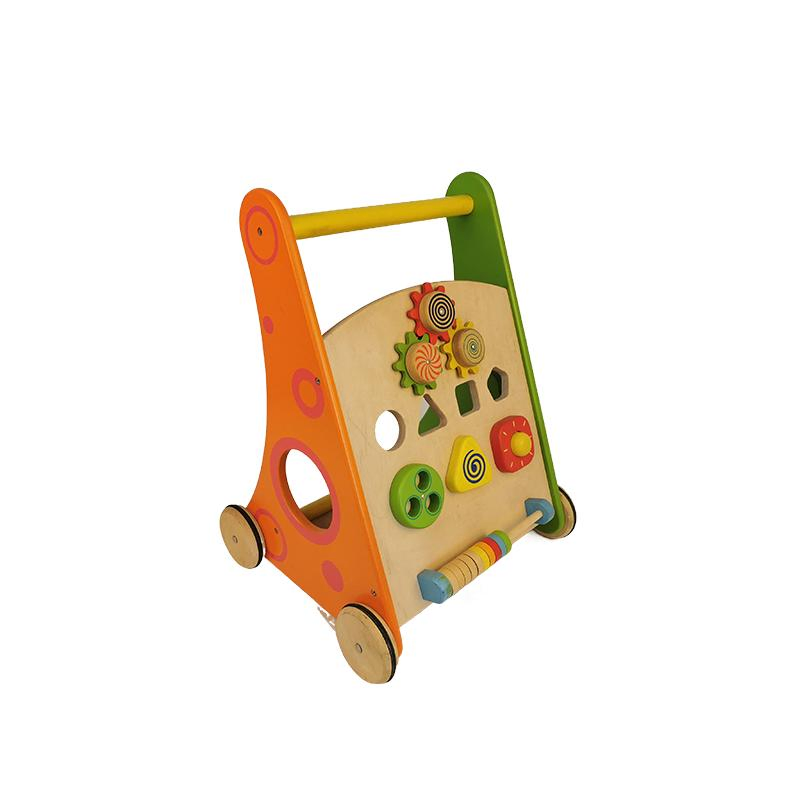 Multifunctional Wooden Baby Walkers Push Toys for Babies Learning to Walk with Wheels Shape Sorter Building Blocks Toddler Educational Toys for Girls &amp; Boys