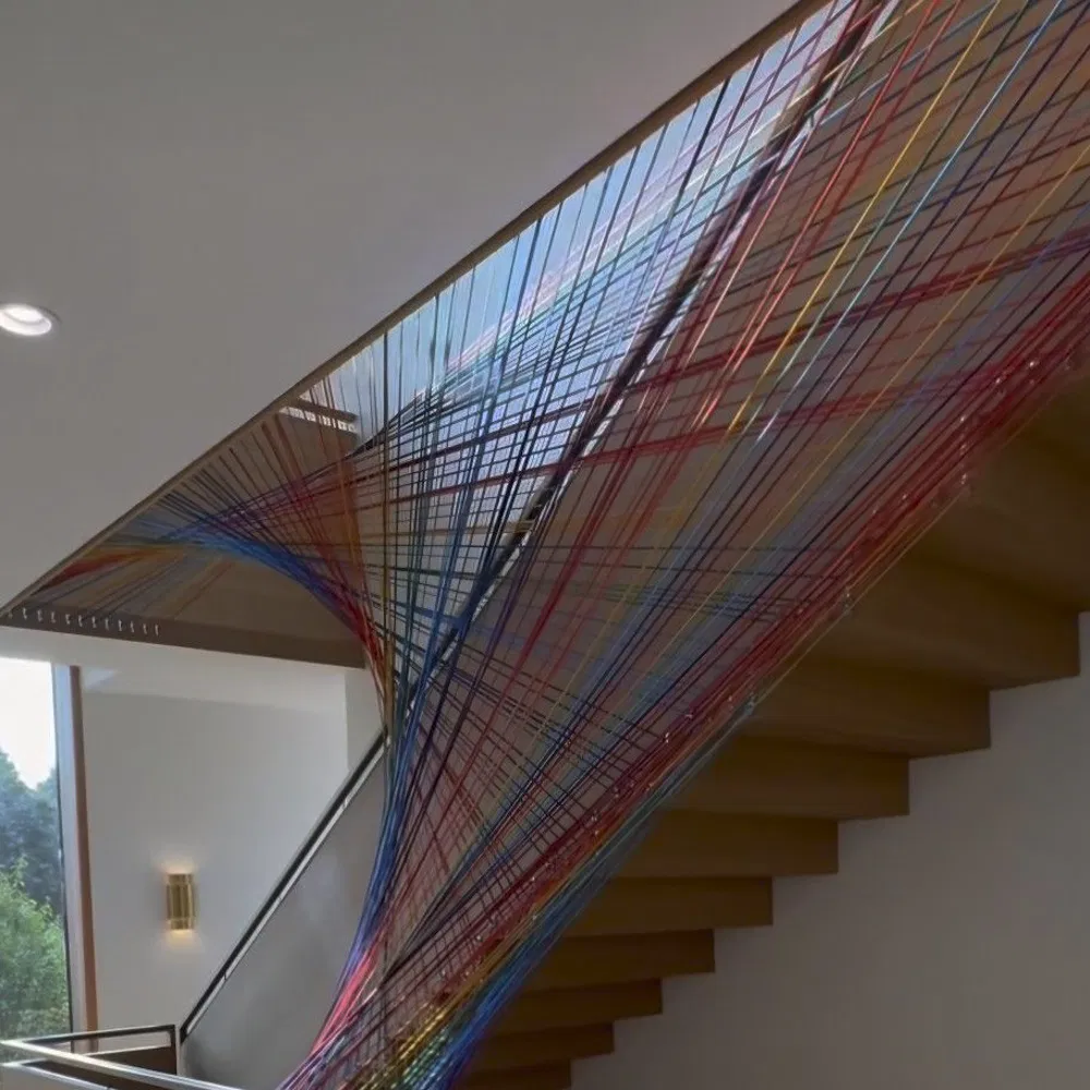 Colorful Wavy Wall - Mounted Art Installation for Interior Aesthetic Enhancement