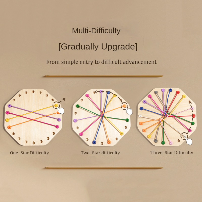 Low Price Children's Puzzle Octagonal Untangling Game Training Logical Thinking Wooden Toys