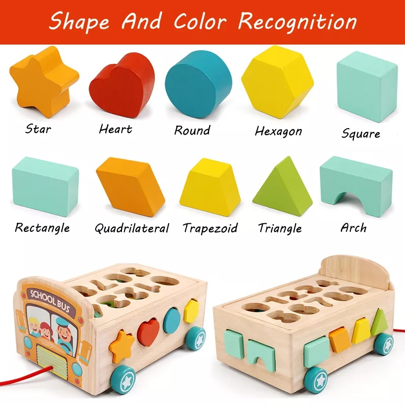 Kid China Wholesale Children Baby DIY Montessori Intellectual Educational New Small Popular Learning Wooden Wisdom Building Model House Shape Sorter Block Toy