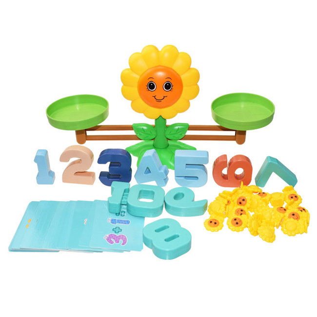 Wholesale Sunflower Shape Digital Balance Scale Toys Kids Intelligence Game Set Educational Toy Learning Math Children Math Toy