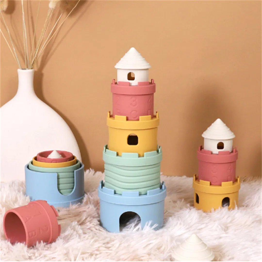 Infant Educational Silicone Stacking Toy with Color Recognition and Number Blocks Set