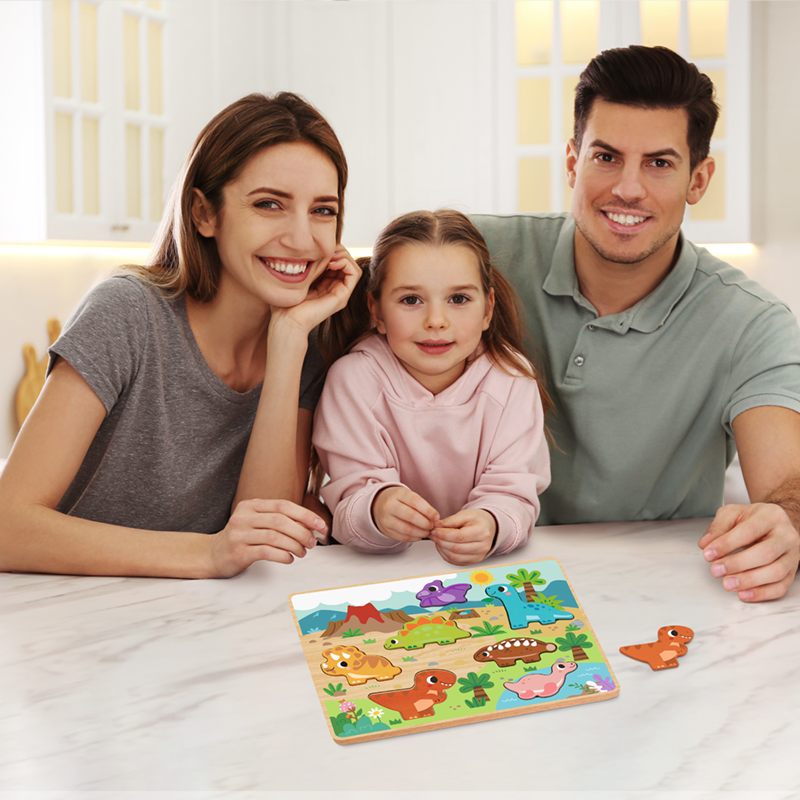 Shapes Chunky Wooden Dinosaur for Baby Shape Sorter Puzzle Board Toys Montessori Educational Learning