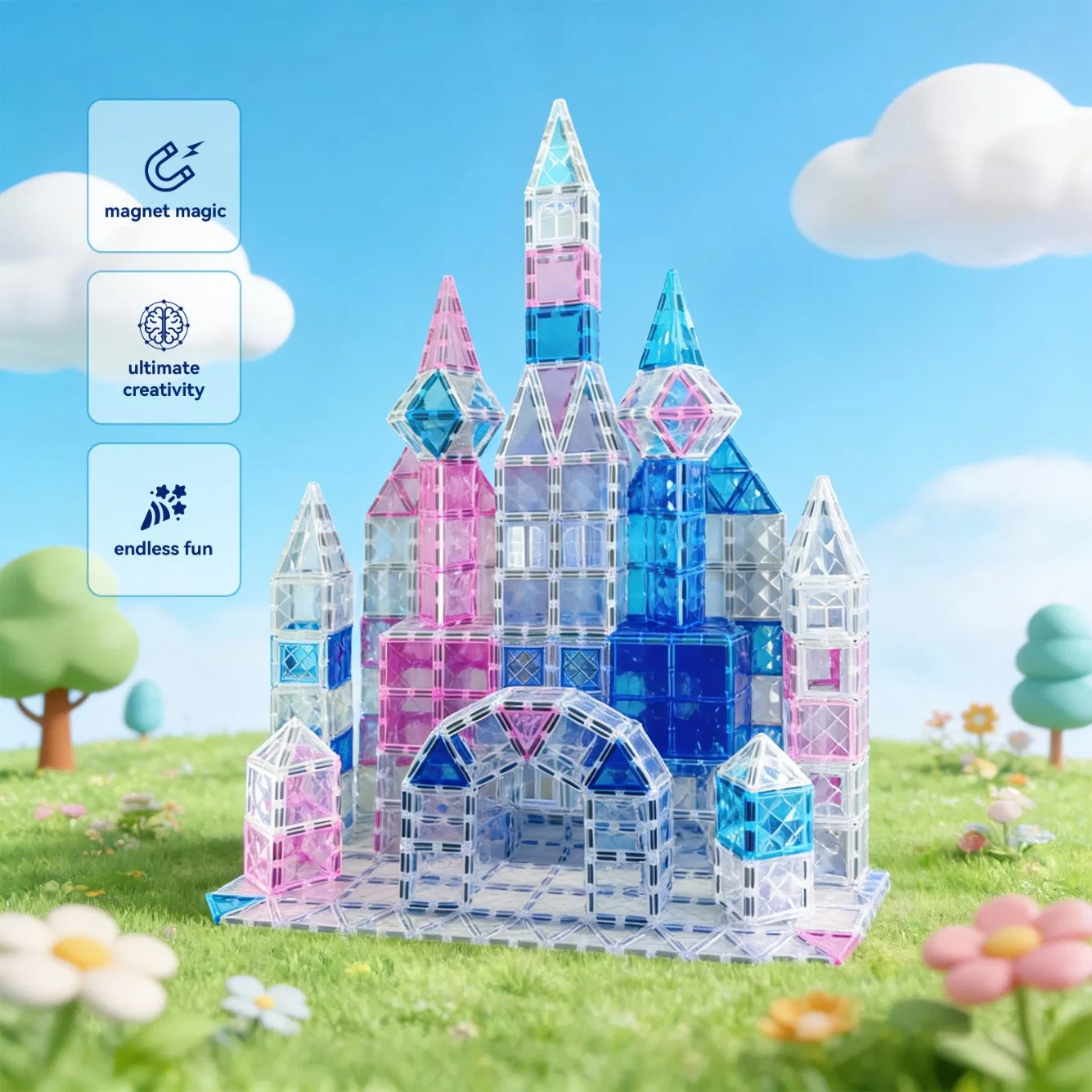 Educational Sensory Toy for Children Magnetic Building Blocks Toy Jigsaw Puzzles Promote Cognitive Development