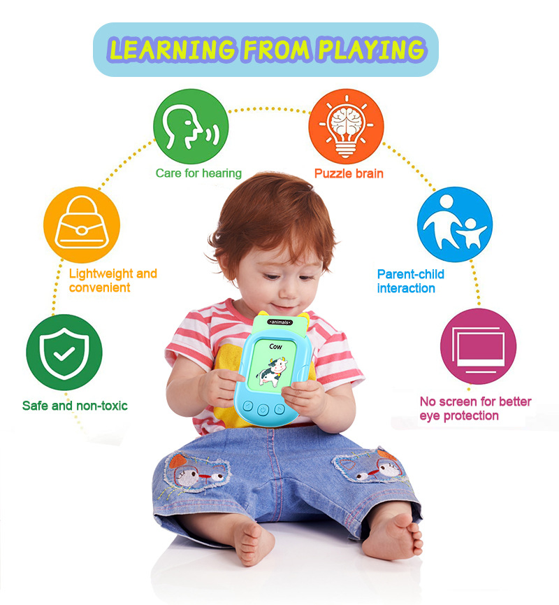 Aijh Flash Cards English Talking Learning Educational Plastic Toys Resources Language Paper Cards Learning Machine Toys