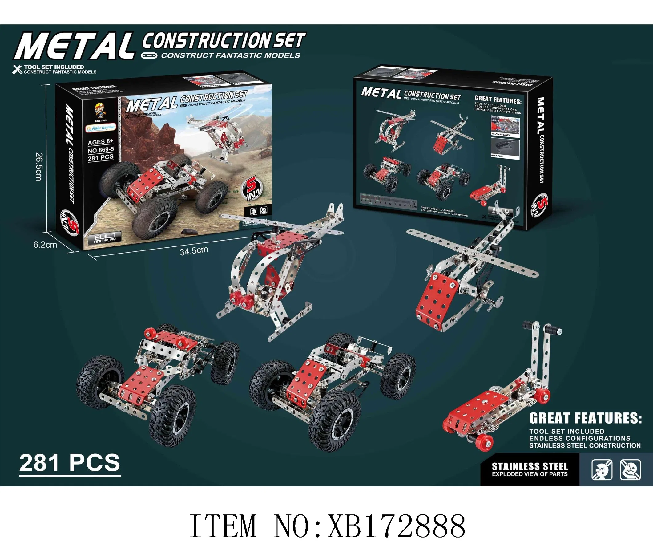 Xinbo Car 3D Puzzle Blocks Toys Quality Stainless Steel Metal Building Block Gift Toy Set with Customizable DIY Assembly Toys