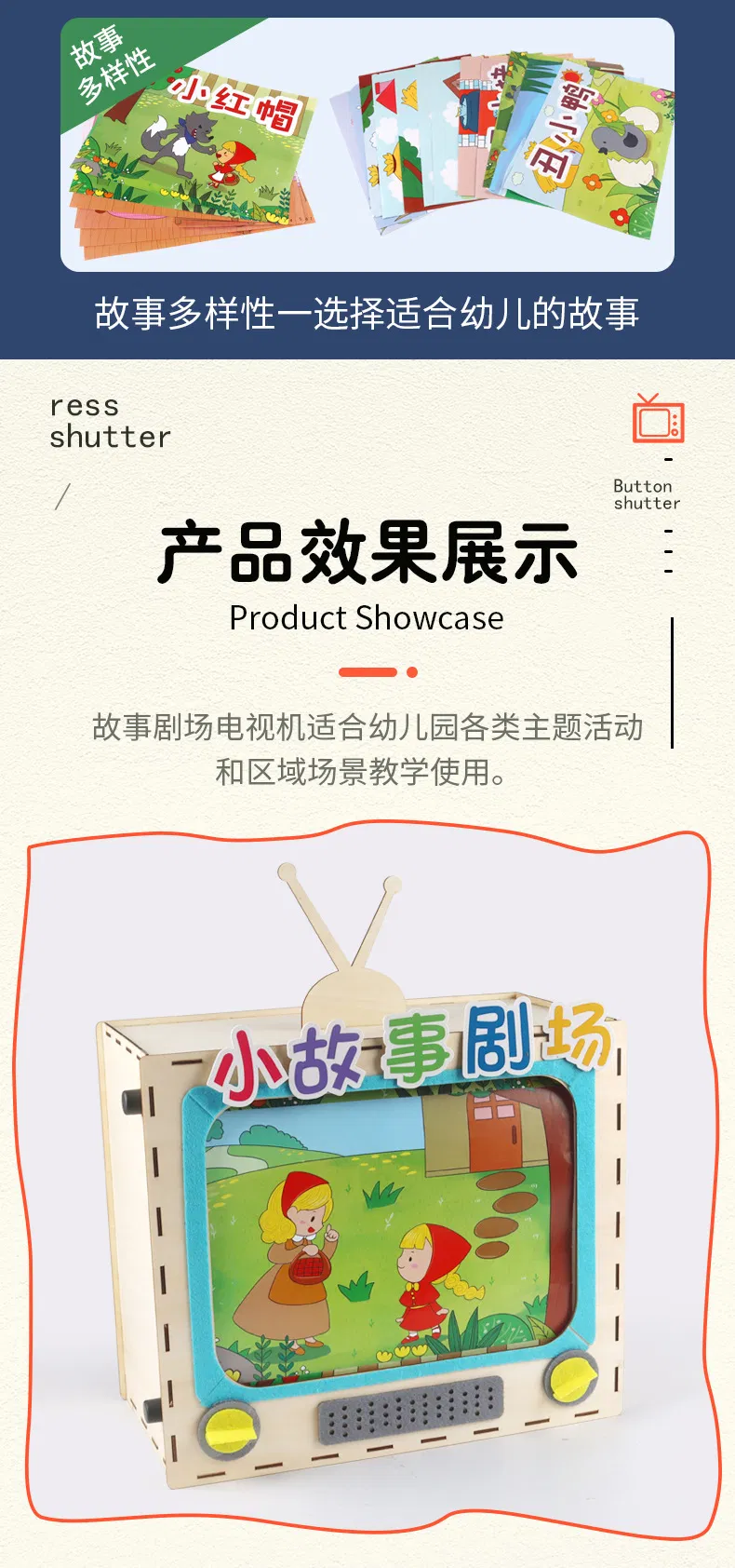 Children's Early Education Wooden Simulation Storytelling TV DIY Handmade Theme Teaching Toys