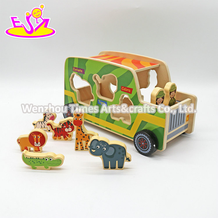 Early Educational Animal Cognitive Toy Wooden Truck Shape Sorter for Kids W04A609