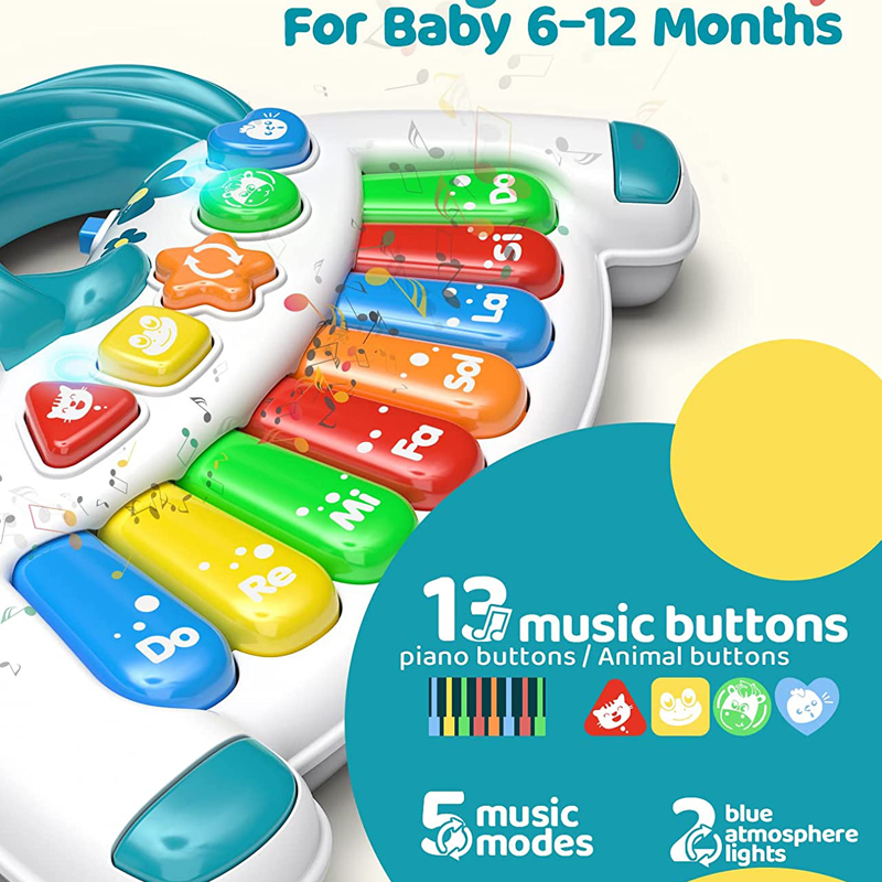 Baby Aminal Language Teacher Piano Toy Electronic Musical Learning Toysinfant Crawling Unicorn Toys with Music and Flashing Lights