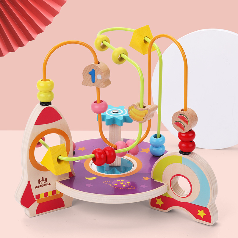 Wooden Children′ S String Around Beads Young Children Early Education Animals Fruit Benefit Intelligence Hand-Eye Coordination Practice Toys