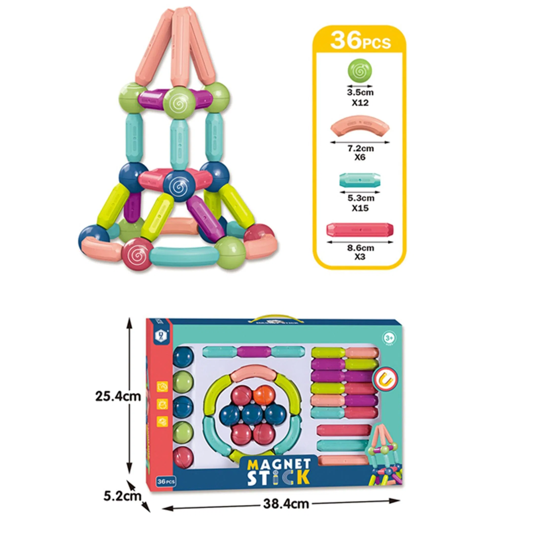 Xinbo Factory Direct Educational 3D Assembly Building Blocks Set Magnetic Sticks Balls Rods for Kids Development Plastic Steam