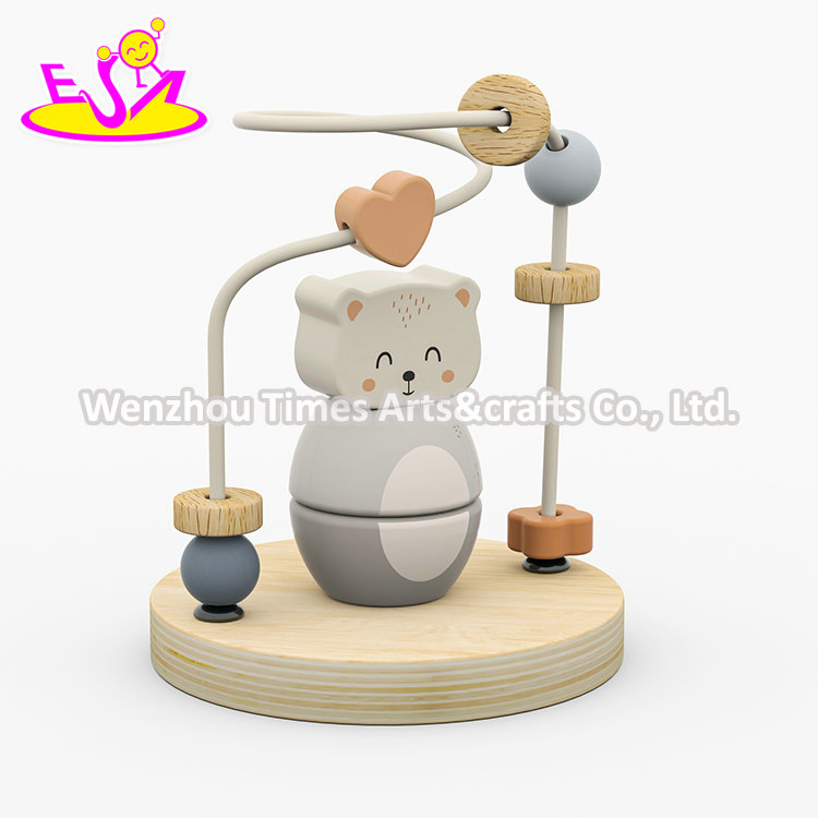 Wooden Baby Activity Center with Bear Bead Maze, Rhino Stacking Toy, and Koala Shape Sorter for Early Skill Development W12f230