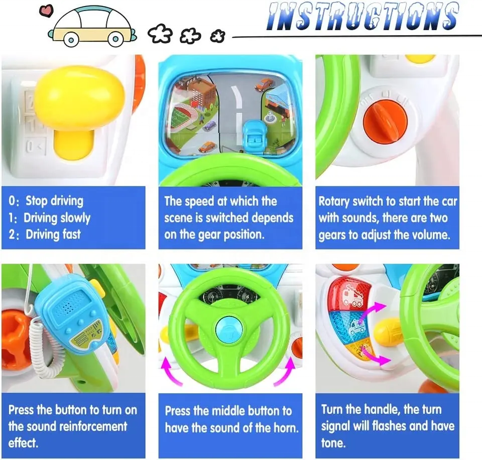 Baoli Hot Sale Interactive Driving Simulator Steering Wheel Musical Educational Toy