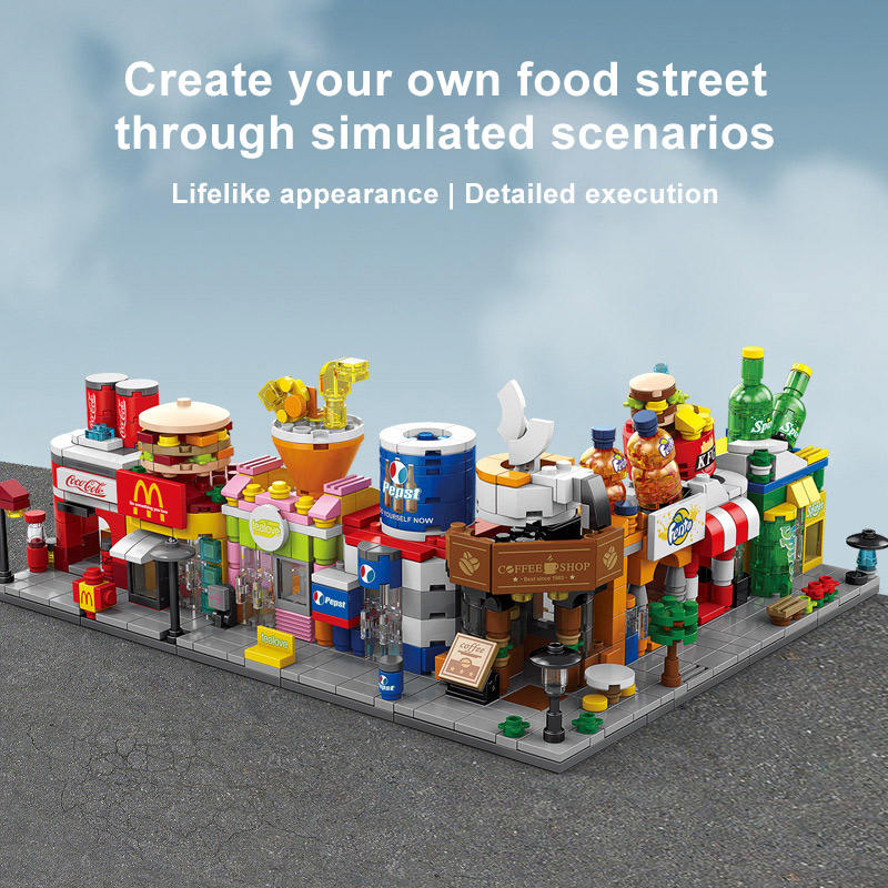 OEM ODM Customiz Toys Kids 8 in 1 3D Building Block Sets Mini City Street View Building Blocks Sets