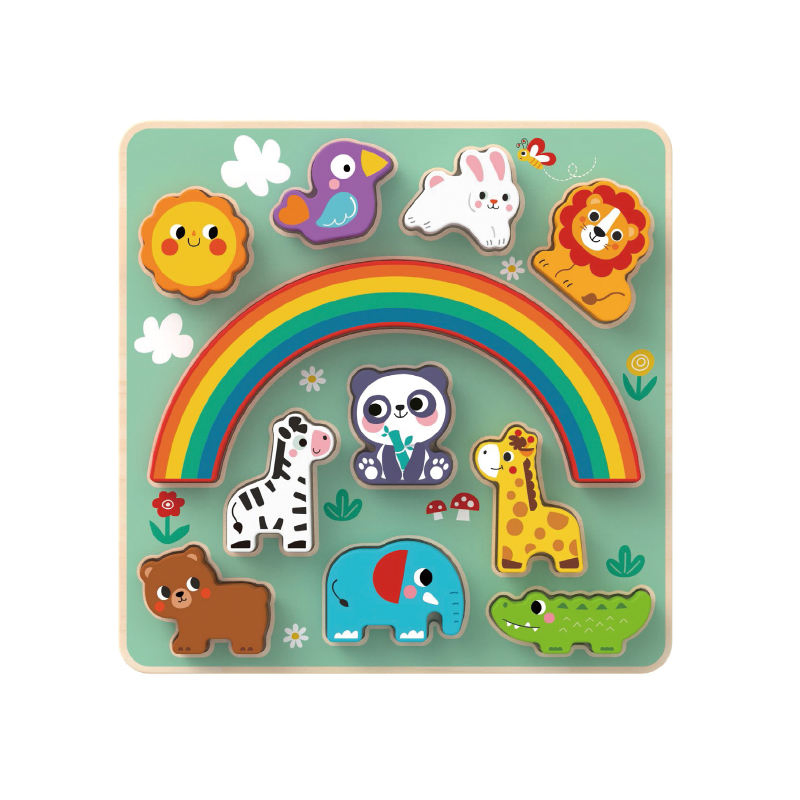 Wooden Montessori 2 in 1 Animals Balance Game Puzzle Building Block Shapes Matching Toys for Kids