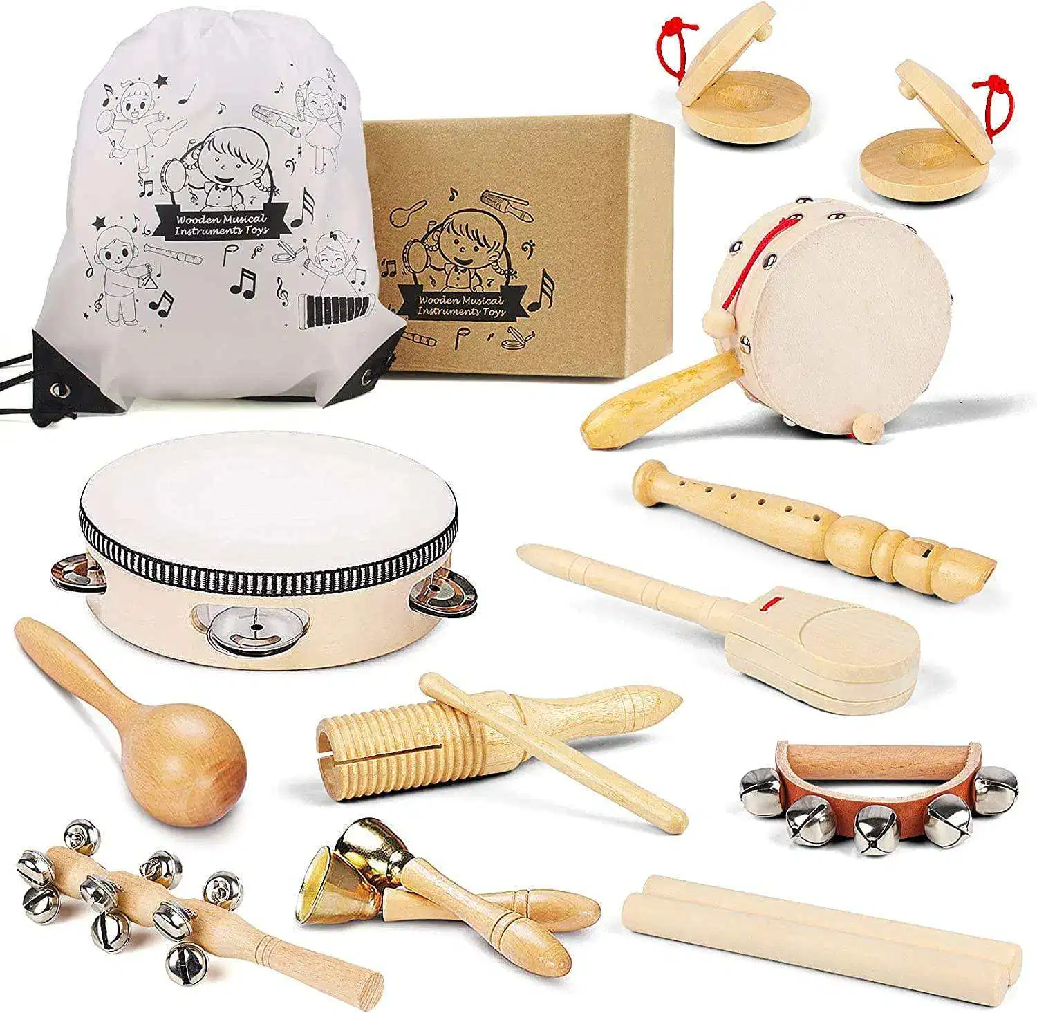 Percussion Instrument Set with Xylophone Educational Musical Learning Instruments Toys