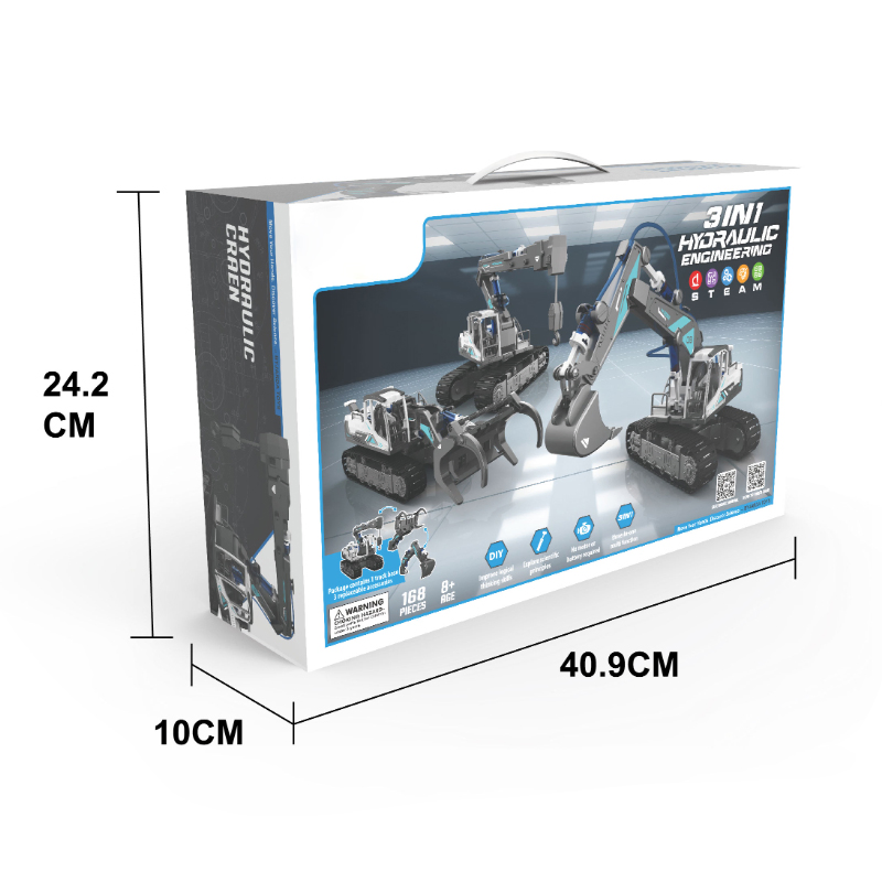 Xinbo Stem Toys Science Kits Excavator Hydraulic Power Building Blocks Engineering Explore Children Learning Educational Toys