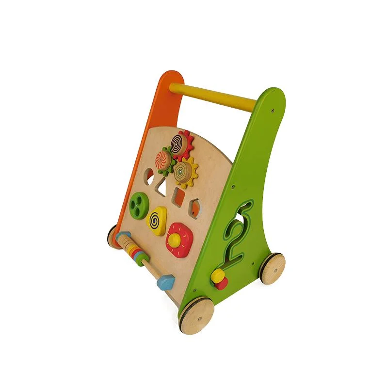 Multifunctional Wooden Baby Walkers Push Toys for Babies Learning to Walk with Wheels Shape Sorter Building Blocks Toddler Educational Toys for Girls &amp; Boys