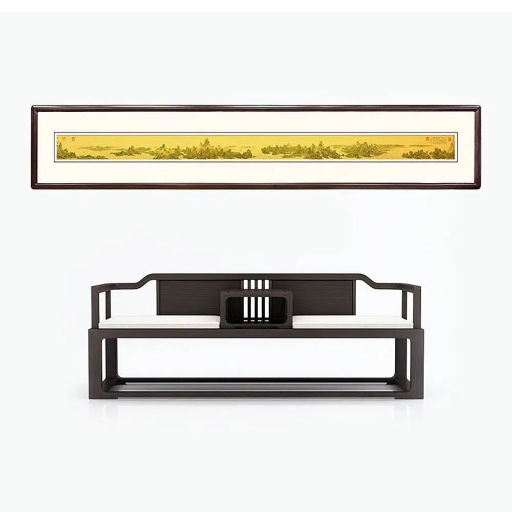 Traditional Chinese Landscape Endless Rivers &amp; Mountains Metal Wall Art Gold Decorative Painting for Home