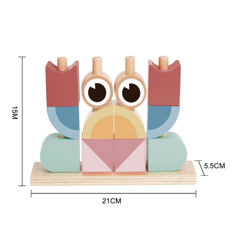 Wooden Variety Blocks Set Kids Multiple Shapes Stacking Game Crab Snail Building Block Set