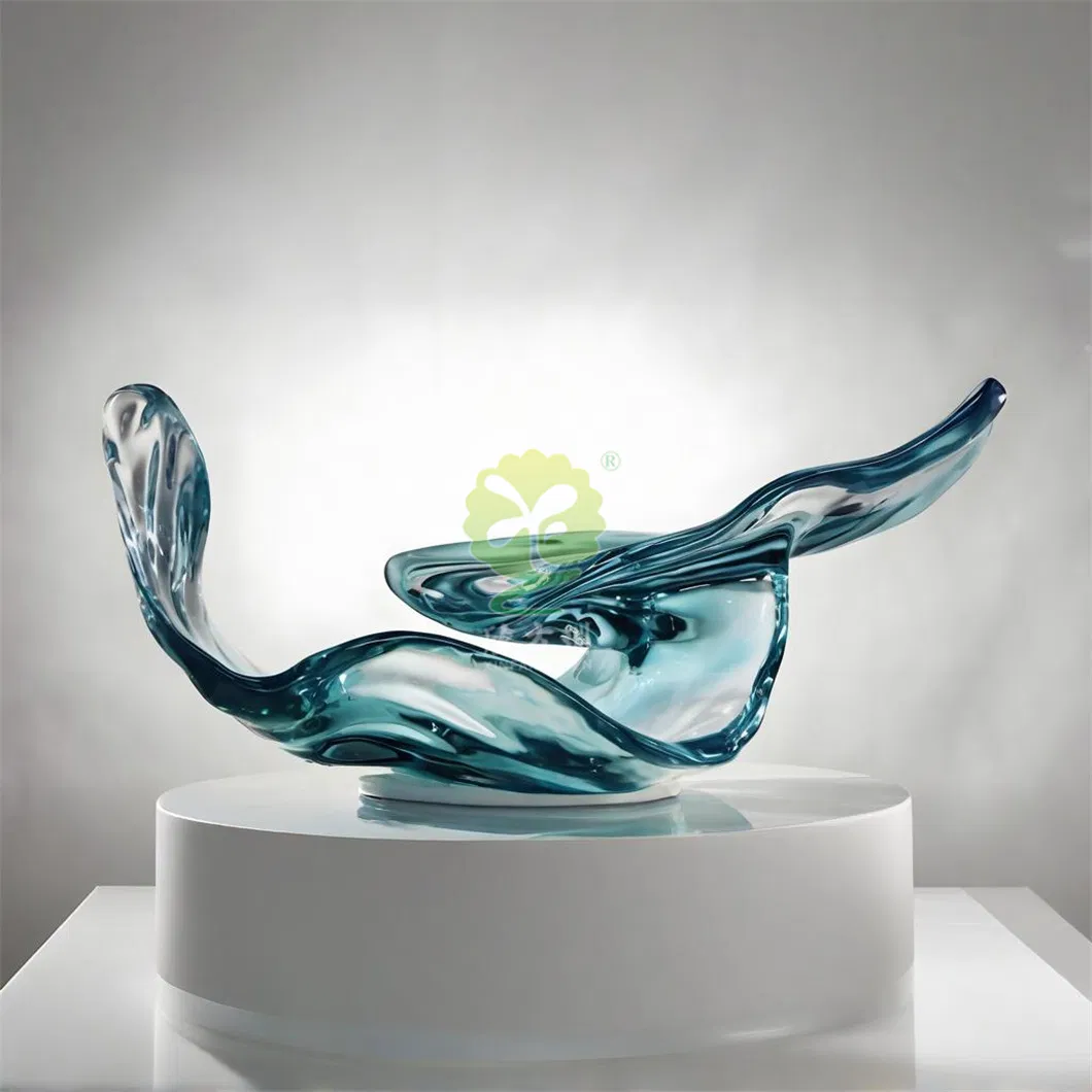 Manufacturer of Transparent Synthetic Resin Art Ribbon Shaped Sculpture Floor-Standing Installation