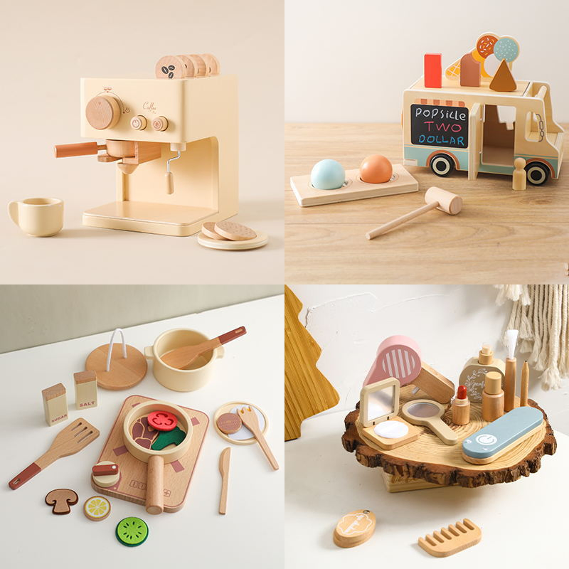 Multifunctional Wooden Play Kitchen Set Educational Toy for Kids' Room Interactive Learning