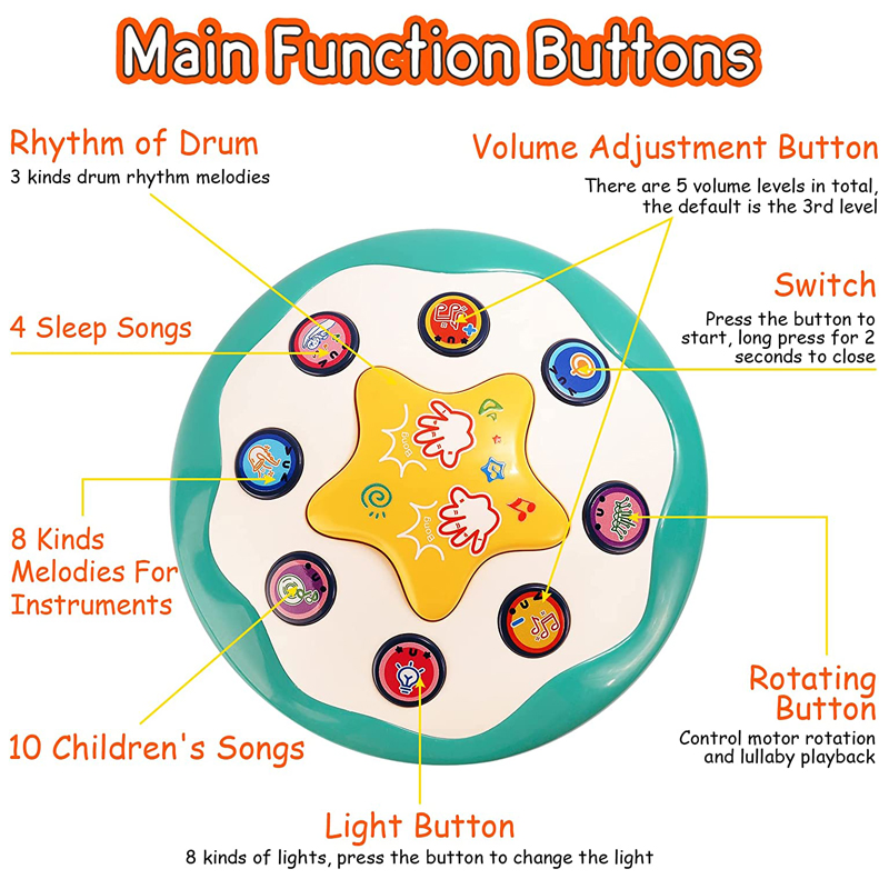 Baby Amazon Toys Musical Learning Infant Toys Babies Ocean Rotating Light up Cartoon Toys Toddler Toy Baby Musical Drum for Boys and Girls