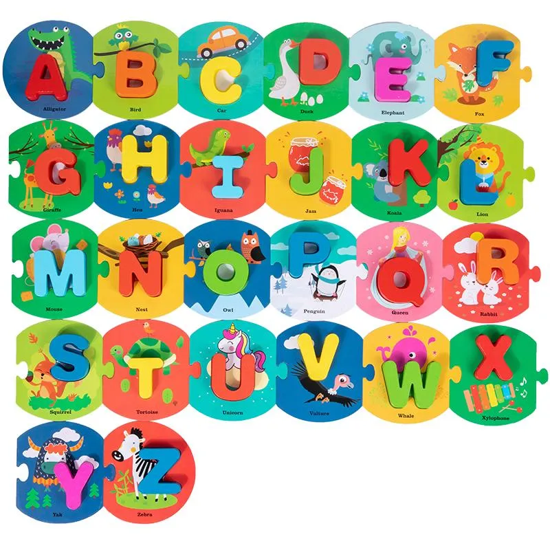 Wooden Letter Matching Card Puzzles 2