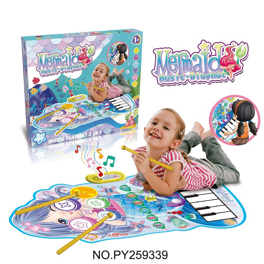 Kids Learning Musical Piano Keyboard Mat with 2 Sticks Educational Percussion Piano Play Mat Toys