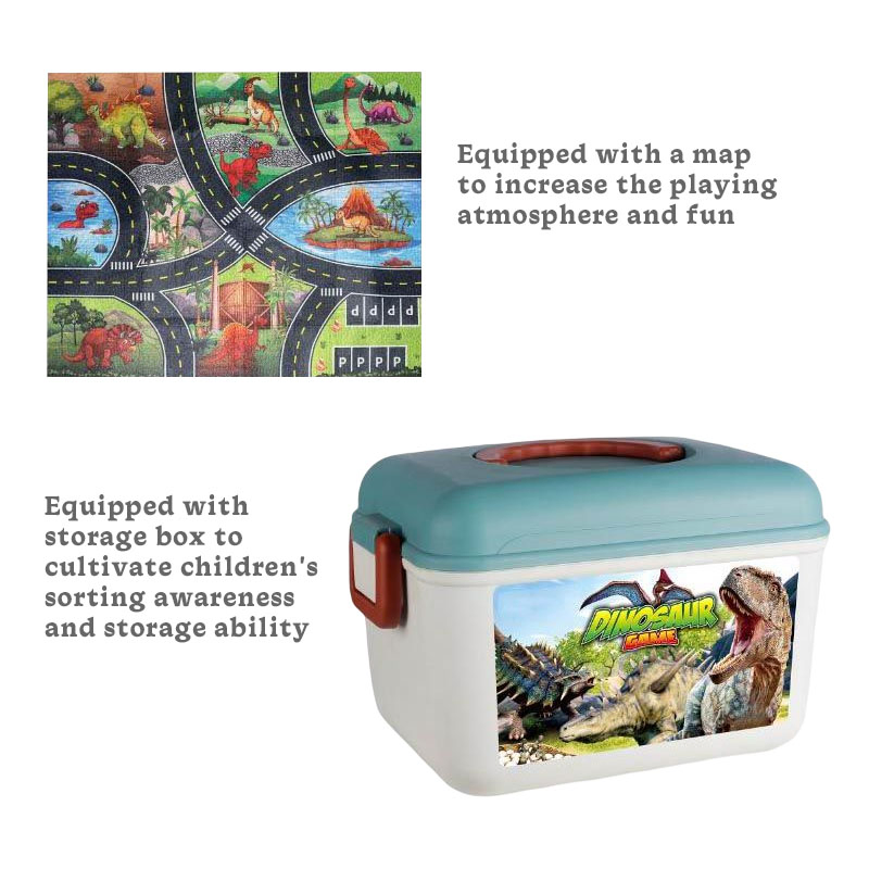 Kids Educational Interactive Deluxe Accessories Plastic Dinosaurios Figures Map Equipped Dinosaur Toys Play Set with Storage Box