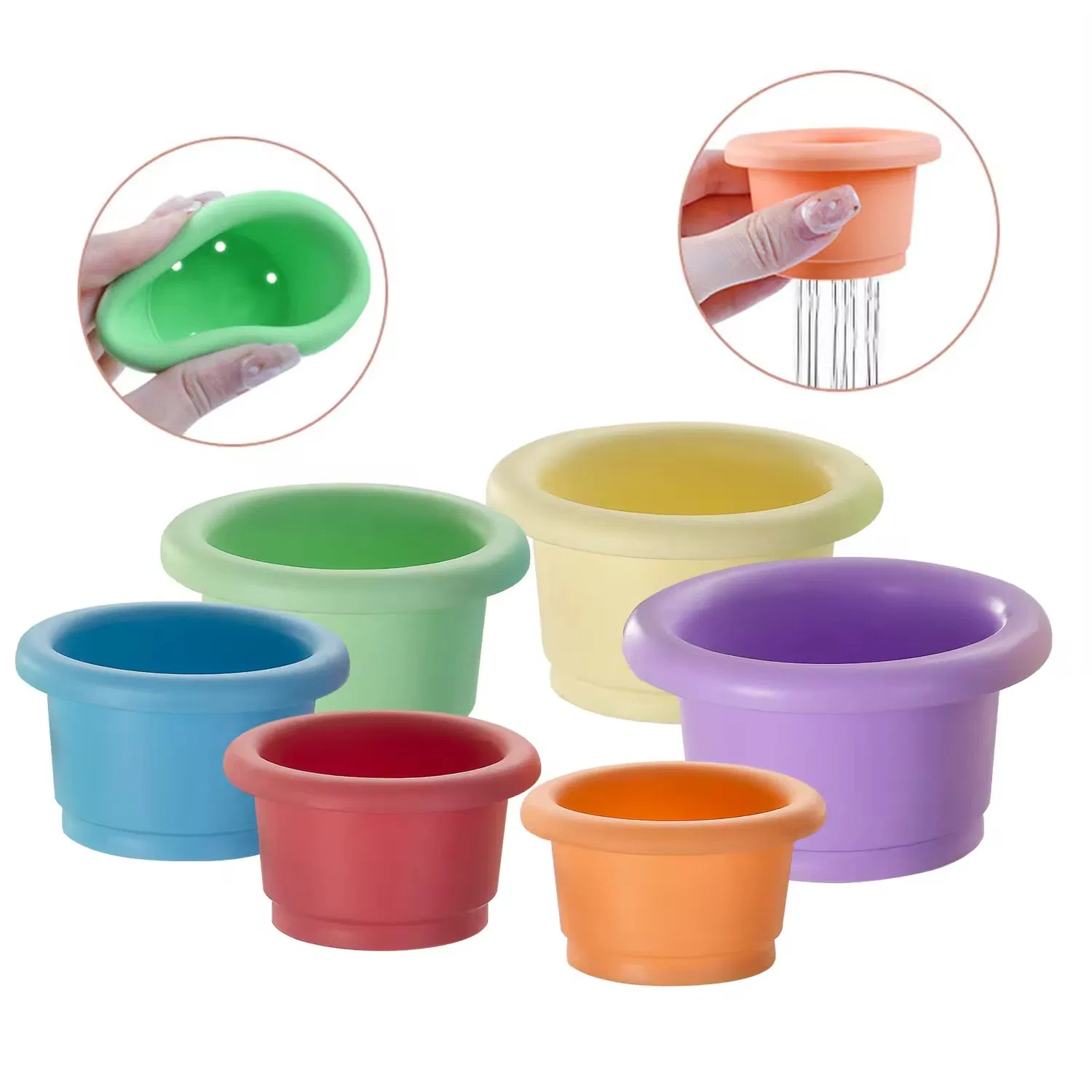 Eco-Friendly Soft TPR Baby Stacking Nesting Cups Toy Montessori Toys for Toddlers 6+ Months