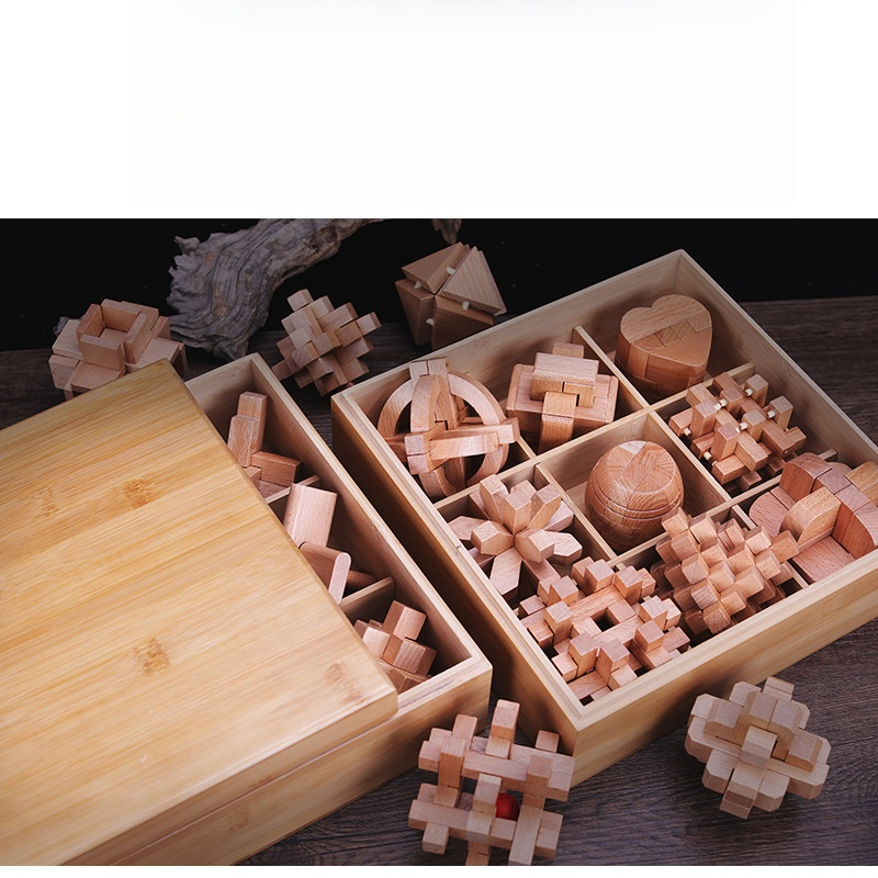 High-Difficulty Unlocking Toy: Wooden Educational Building Block Set