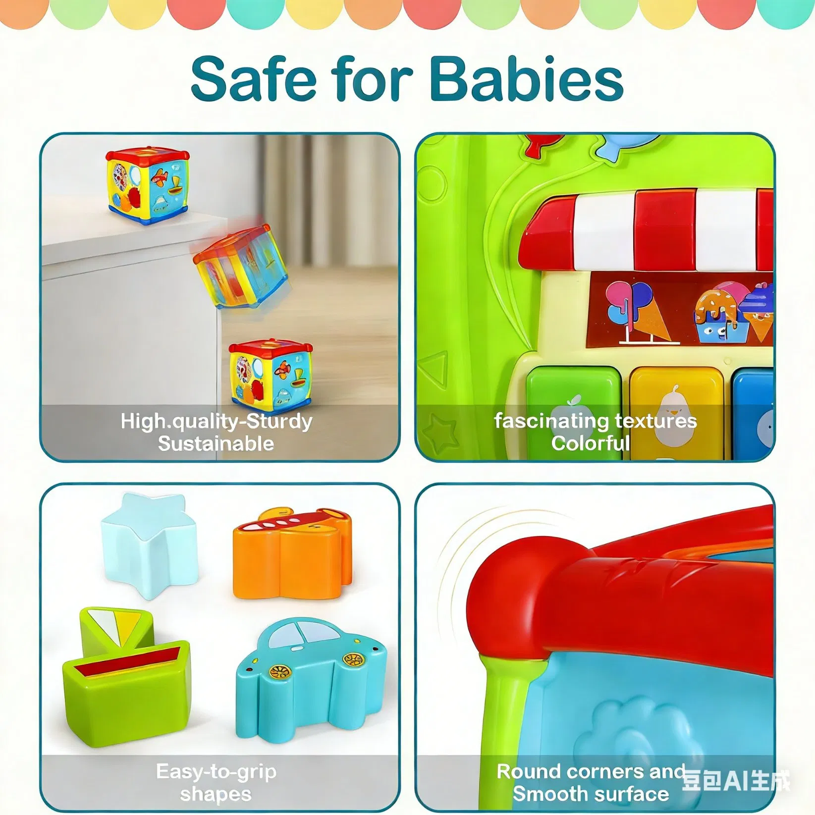 HUANGER 6 in 1 Musical Baby Learning Toys Play Set Colorful Shape Sorter Montessori Educational Toys Activity Cube Baby Toys