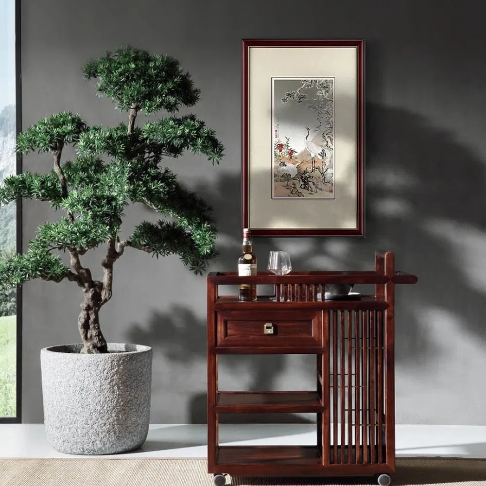 Giuseppe Castiglione Double Crane Silver Decorative Crafts Luxury Wall Art