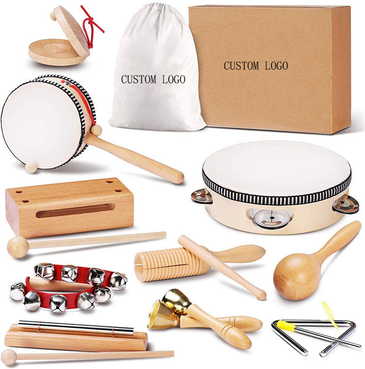 Kids Wooden Children Educational Bass Guitar Baby String Percussion Block Intellectual Educational DIY Intelligent Learning Model Musical Instruments Toys