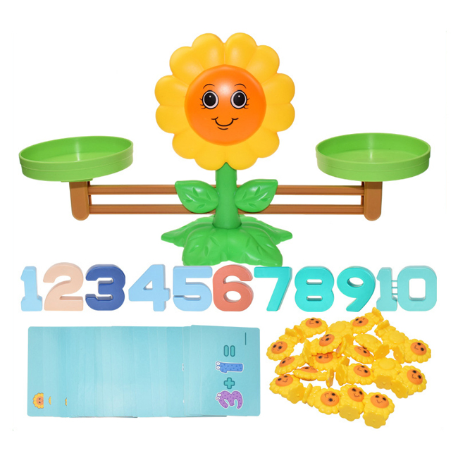 Wholesale Sunflower Shape Digital Balance Scale Toys Kids Intelligence Game Set Educational Toy Learning Math Children Math Toy