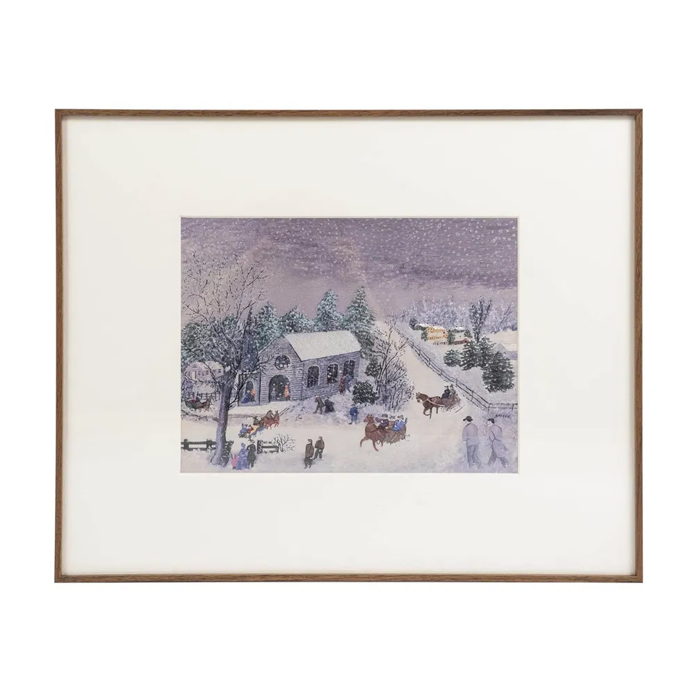 Grandma Moses Snow Silver Decorative modern Wall Art