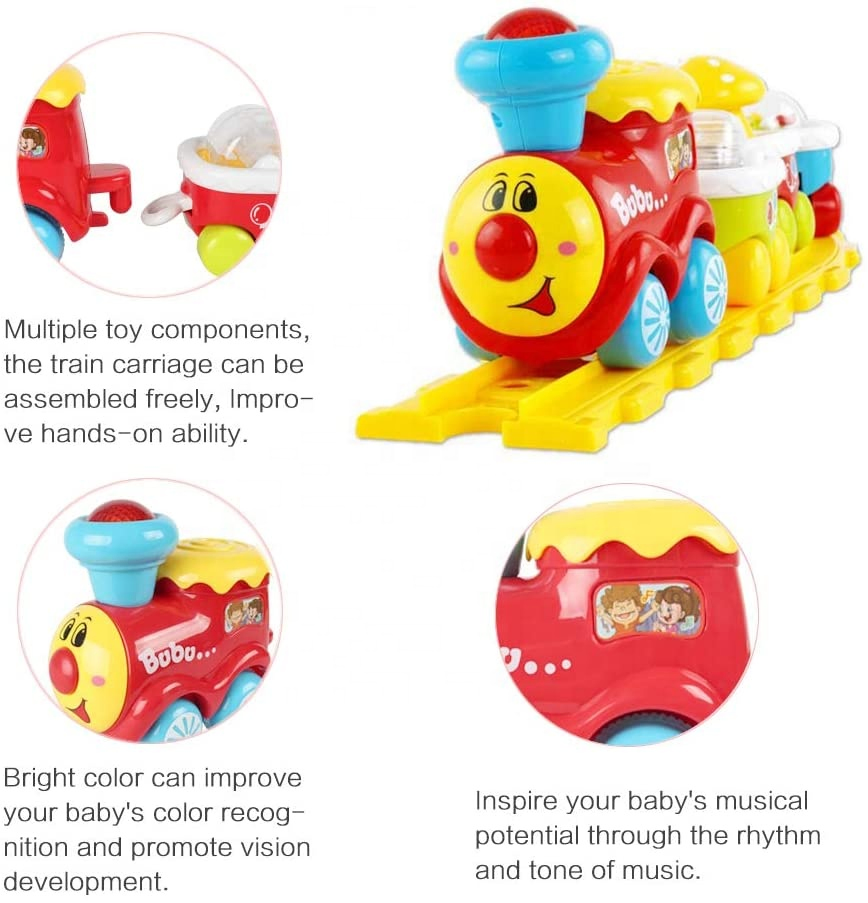 Baoli Newest Electric Train Track Baby Musical Toys, Light and Sound Early Learning Train with Hands-on Sensory Development
