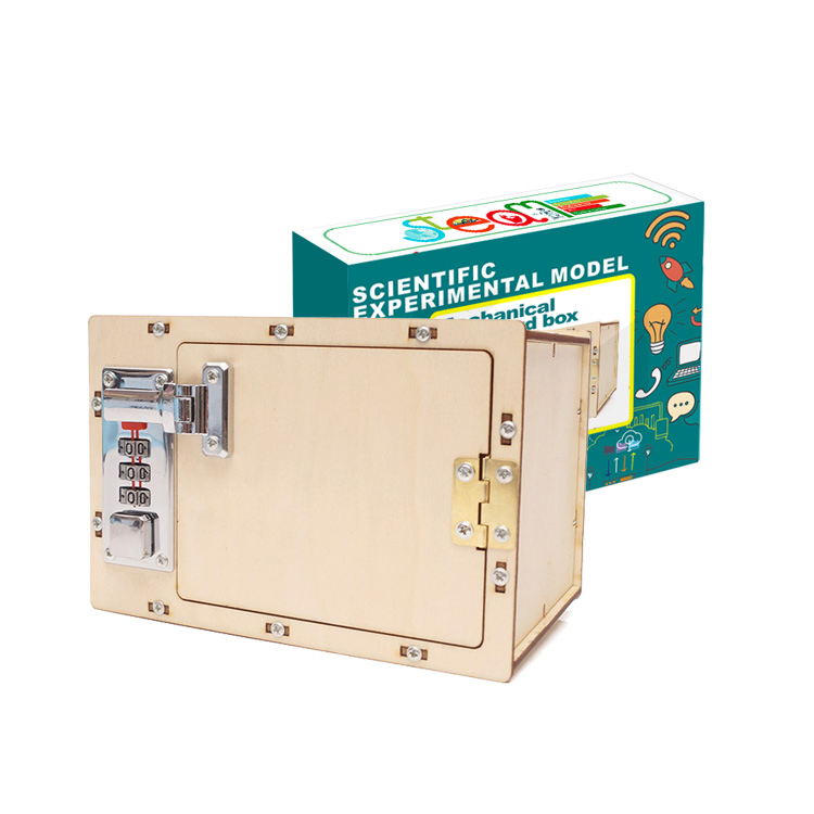 DIY Wooden Mechanical Lock Password Box Children Handmade Building Model Toys Stem Fun Science Experiment Kit for Kids Gift