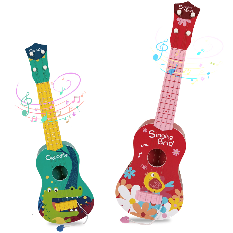 Children Enlightenment Musical Instruments Learning Toy Ukulele Educational 4 Strings Plastic Electronic Guitar Toy for Kids